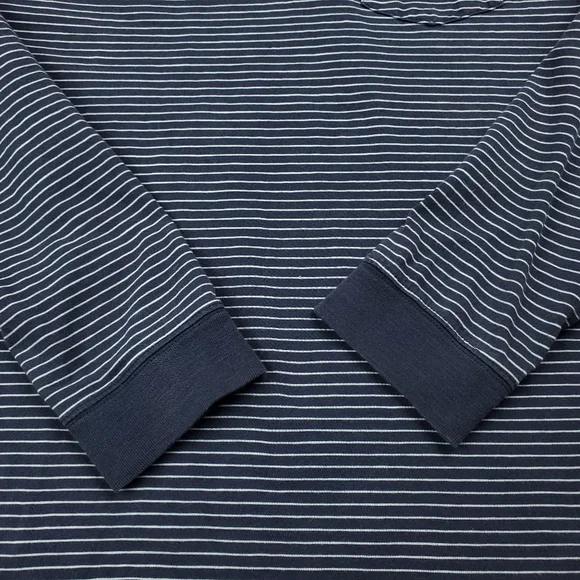 LL Bean Rugby Polo Shirt Mens Medium Long Sleeve Collared Striped Navy Blue Y2K - Picture 7 of 9